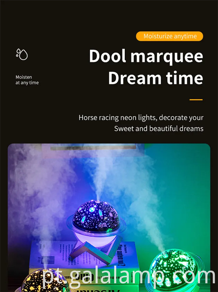 Planeta Night Light umidificador, USB, com suporte, umidificador